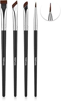 Eyeliner Brush Set, 4 PCS Ultra Thin Slanted Angled Precision Fine Point Eyeliner Brush, Flat Eyebrow Brush