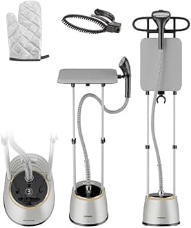 Standing Iron Steamer For Clothes | 2000W Standing Garment Steamer with 1.5L Water Tank, LED Touch Screen, 42g/min Steam, 8 Heat Modes & Adjustable Ironing Board | Vertical & Horizontal Iron