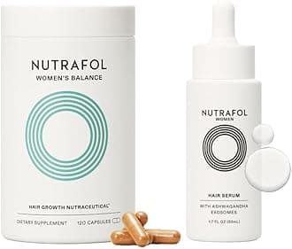 Nutrafol Women's Balance Hair Growth Supplement and Hair Serum, Ages 45 and Up, Clinically Tested for Visibly Thicker and Stronger Hair - 1 Month Supply, 1.7 Fl Oz Bottle
