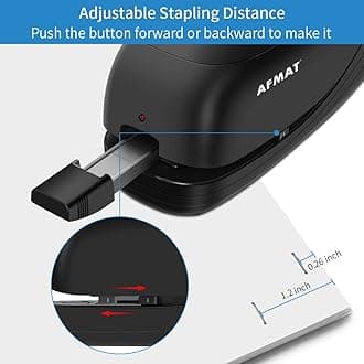 AFMAT Electric Stapler, Automatic Stapler for Desk, Electric Stapler Desktop, AC or Battery Powered Stapler Heavy Duty, with Reload Reminder & Release Button, 25 Sheets Capacity, Black