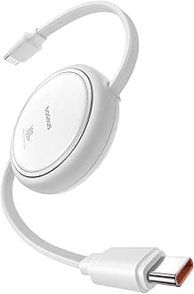 - Baseus USB C, Mini 100W Retractabl Cable (White, 1m)