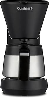 5-Cup Coffee Maker with Stainless Steel Carafe, Coffee Machine with Removable Water Reservoir, Charcoal Water Filter, 30-Minute Keep Warm, and Brew Pause, DCC-5570NAS, Stainless Steel