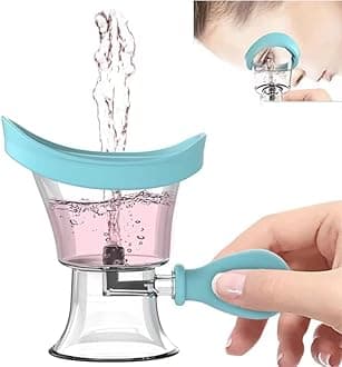 Eye Wash Cup,Eye Wash Cleaner Kit Silicon Manual Air Pressure Eye Cleaning Cup Tool Effective Eye Rinse Clean Dust Makeup Irritants,Transparent with Storage Container Eye Cup Soothing Tired Eyes(Blue)