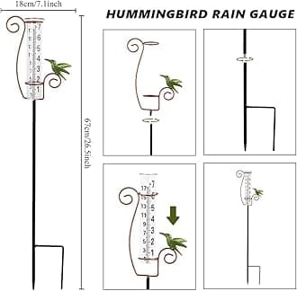 Rain Gauge Outdoor,Hummingbird Rain Gauges with 7" Capacity Glass Tube,Large Clear Numbers Rain Measuring Tool for Garden Yard Lawn Decor