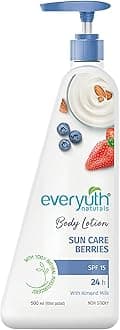Everyuth Naturals Sun Care Berries Body Lotion 500ml for men & women | 24Hr Hydration | Deep Moisture Care for Dry Skin | Enriched with 100% Natural Almond Milk | Enhanced with SPF 15
