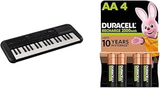 PSS-A50 - Portable, Digital Keyboard with Phrase Recording & Duracell Rechargeable AA Batteries (Pack of 4), 2500 mAh NiMH, pre-charged