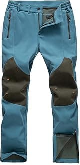 Gash Hao Mens Snow Ski Waterproof Softshell Snowboard Pants Outdoor Hiking Fleece Lined Zipper Bottom Leg