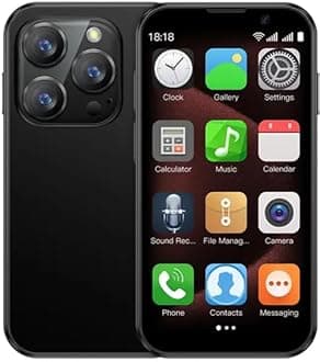 SOYES XS18 3G mini smartphone, 3-inch touchscreen, dual SIM 2GB RAM 16GB ROM, 1000mAh, 0.3 MP + 2 MP camera, Android 8.1 ultra slim phone (Black)