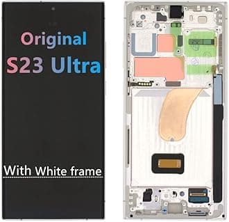 6.8" Original for Samsung Galaxy S23 Ultra SM-S918U SM-S918U1 SM- S918B SM-S918W SM-S918E LCD S23 Ultra Display Touch Screen Digitizer Assembly Replacment (with White Frame)