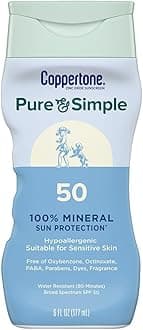 Pure & Simple SPF 50 Sunscreen Lotion, Water Resistant, Hypoallergenic, Dermatologically Tested, Plus 100% Natural Botanicals,Ã‚ Broad Spectrum UVA/UVB Protection, 6 Fluid Ounce