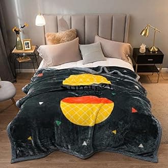 Korean Mink Blanket Heavy Fleece Blanket Twin (60"x80", 5 lbs) Korean 2 Ply Blanket Pineapple Abstract Soft Warm Thick Plush Fleece Raschel Bed Blanket for Autumn,Winter,Bed,Home,Gifts