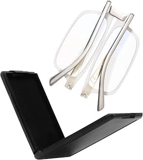 SKYOAK Evolved Folding Reading Glasses For Women Men Blue Light Blocking Anti UV Eyestrain Foldable Portable Compact Readers with Flat Hard Case Pocket Computer glasses 1.5 CLEAR