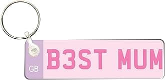 Pixie's GiftsCustom License Plate Keychain - Personalised Number Plate Keyring - Mini Number Plate Key Ring - Name Plate Keychain - Just Passed Milestones (ACRYLIC, B3ST MUM)