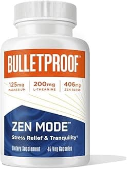 Bulletproof Zen Mode Stress Relief and Tranquility Capsules, 45 Count, Supplement for Calm and Relaxation