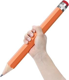 BUSHIBU Wooden Jumbo Pencils for Prop/Gifts/Decor - 14 Inch Funny Big Novelty Pencil with Cap(Orange Red) for Schools and Homes