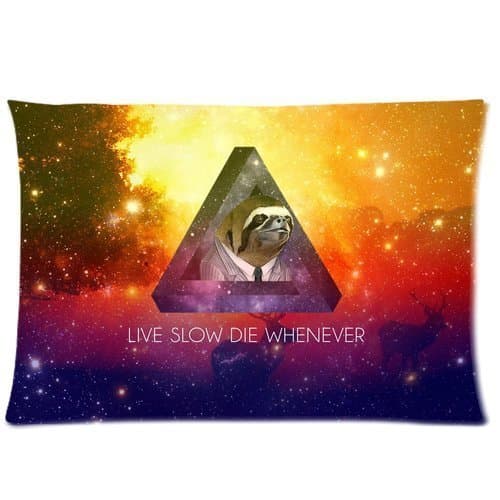 Fan Create Dolla Dolla Bill Sloth Live Slow Die Whenever Custom Zippered Pillow Cases 20x30 (one side) by Fan Create
