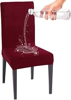 HOKIPO Dining Chair Cover Water-Resistant, Pack of 1, Burgundy (AR-4916-BRGN)