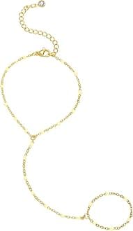Hand Chain 14K Gold Plated Bracelets for Women Dainty Finger Ring Zircon Adjustable Hand Chain Jewelry for Women Trendy Bracelets