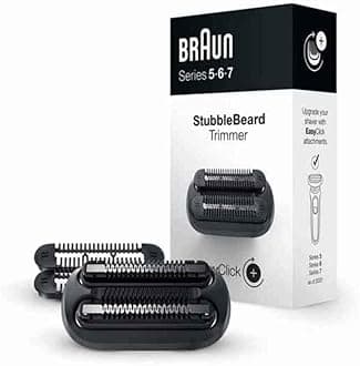 Braun EasyClick Stubble Beard Trimmer Attachment for New Generation Series 5, 6 and 7 Electric Shaver, with Four Different Stubble Lengths, Black