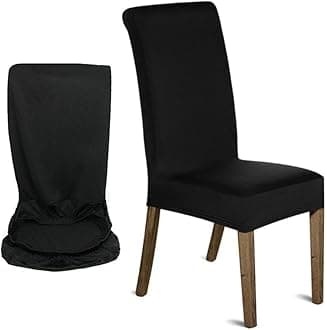 High-Back Chair Covers for Dining Room Chairs – Spandex Stretch, Universal Armless Chair Protective Slipcover, Removable & Washable for Kitchen, Wedding, Party, Banquet & Hotel, Black, Pack of 2