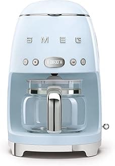 Smeg DCF02PBUK Drip Coffee Machine, Auto-Start Mode, Reuseable Filter, Digital Display, Anti-Drip System, Aroma Intensity Option, 1.4 Litre Tank, Pastel Blue