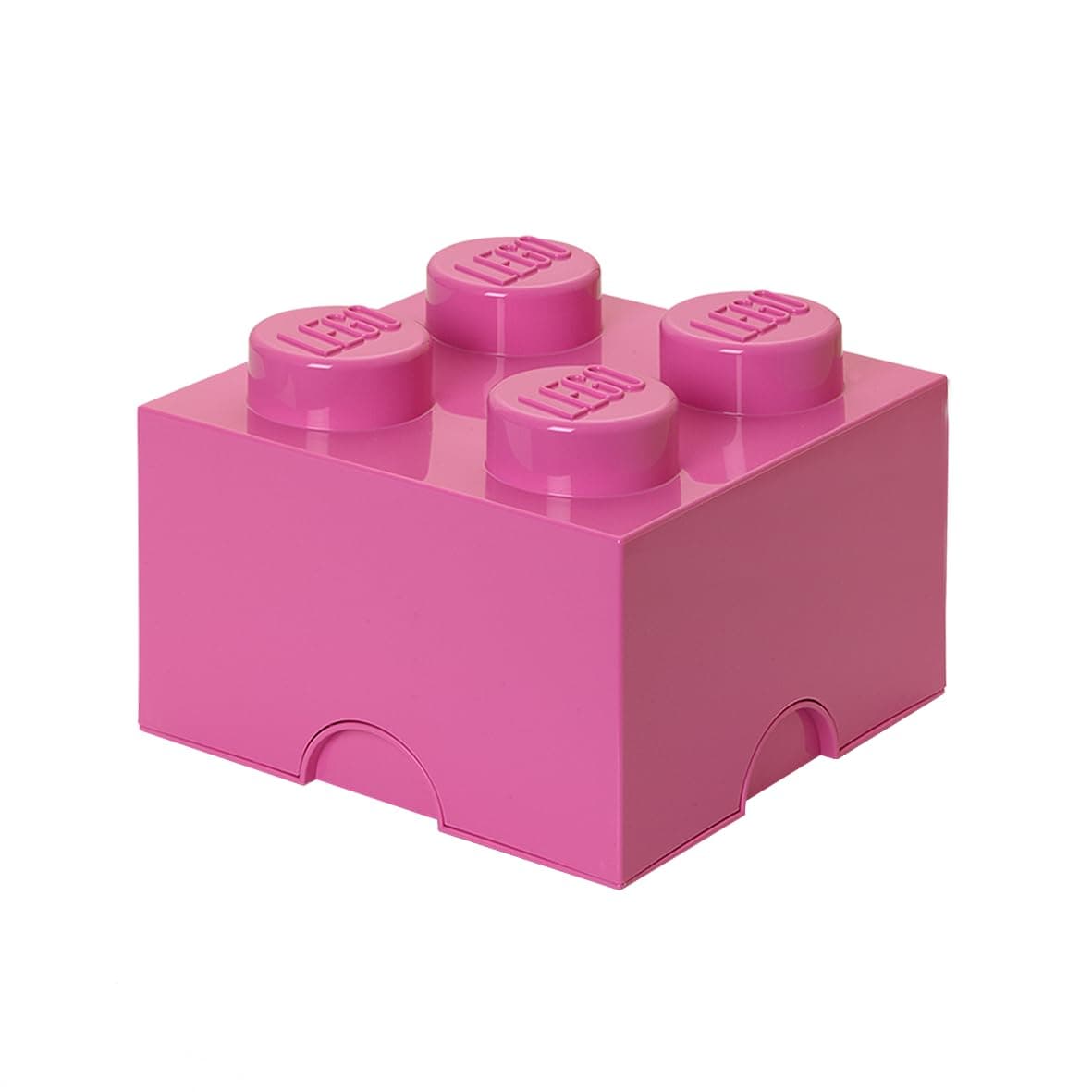 LEGO Storage Brick 4 Knobs Bright Purple - Stackable Plastic Storage Box with Lid for Kids and Adults Ideal Desk Organizer and Toy Box - 5.6L Capacity