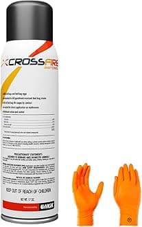 Crossfire Aerosol - Kills pyrethroid-Resistant Bed Bug strains at All Life Stages, Ideal Bed Bug Solution with USA Supply Gloves | USA Supply Pest Identification Card