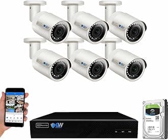 GW Security 8 Channel 4K NVR 5MP POE Audio & Video Security Camera System - Six 5MP 1920P Weatherproof Bullet Cameras,Built in Microphone, Quick QR Code Easy Setup, Pre-Installed 2TB Hard Drive