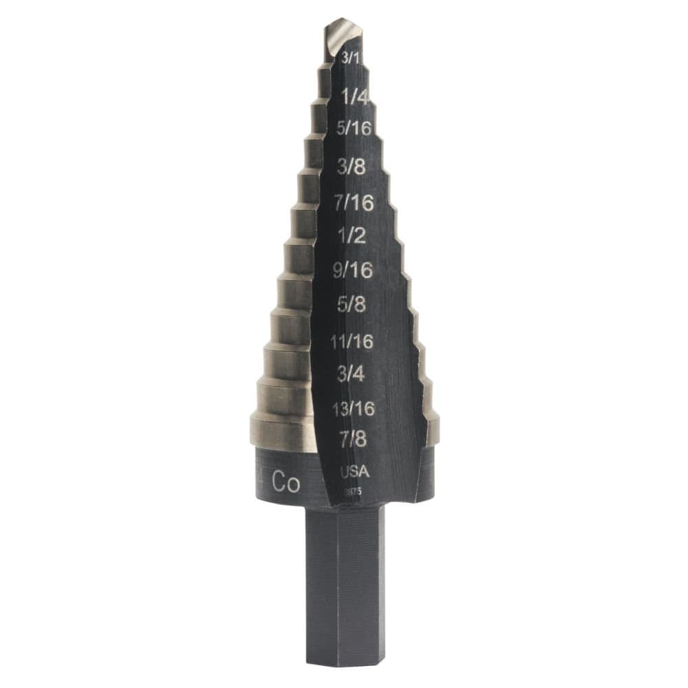Irwin Tools IRWIN Step Drill Bit, 3/16-Inch to 7/8-Inch, Cobalt Alloy Steel, 3/8-Inch Shank (10234CB)