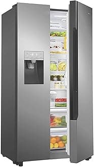 SMETA Refrigerator Side by Side 36 inch with Ice Maker French Door Full Size Stainless Steel 26.3 Cu. Ft Total Capacity Upright Freestanding Freezer Fridge with Water Dispenser 2 Door for Kitchen, Office