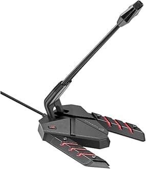 Vertux USB Computer Microphone, Premium Lightweight Desktop Condenser Flexible Gooseneck Mic with Built-In RGB LED Backlit, Mute Button, AUX Jack and Strong Metallic Stand for Gamers, Streamer-3 Black