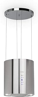 Berett Island extractor hood - extractor hood, 35 cm Ø 35 cm, 190 W motor power, max. 560 m³/h air circulation, 3 power levels, LED hob lighting, stainless steel, Grey