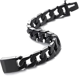 COOLSTEELANDBEYOND Mens Large Stainless Steel Curb Chain Bracelet,High Polished