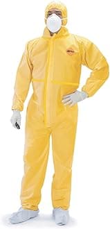 Tiger Tough ProductsChemical Protection Jumpsuit for Men - Dangerous Goods Suit with Hood, Zip and Elastic Waist for Industrial Use