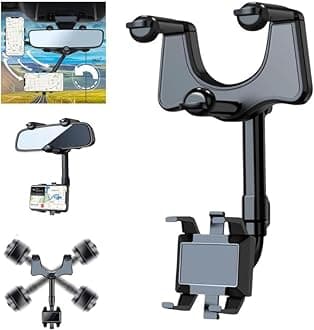 LOVMOTO Universal Rotatable and Retractable Car Phone Holder, 360° Rotatable Multifunctional Universal Rearview Mirror Phone Holder for Car Comfortable with Ze-st