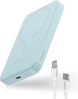 Baseus Magnetic Portable Charger, 5000mAh Wireless Power Bank, 20W Fast Charging Magnetic Battery Pack with USB-C, Compatible with Magsafe iPhone 15/14/13/12 Pro Max