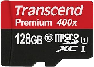 128GB MicroSDXC Class10 UHS-1 Memory Card with Adapter 45 MB/s (TS128GUSDU1)