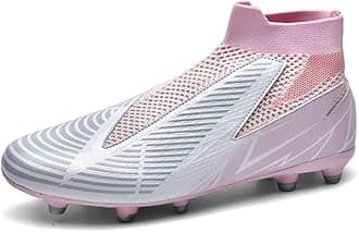 Hixingo Football Boots Kids Boys Mens High Top Spikes Outdoor Soccer Shoes Laceless Sneakers Competition Training Shoes Cleats Professional Athletics Elastic Football Boots