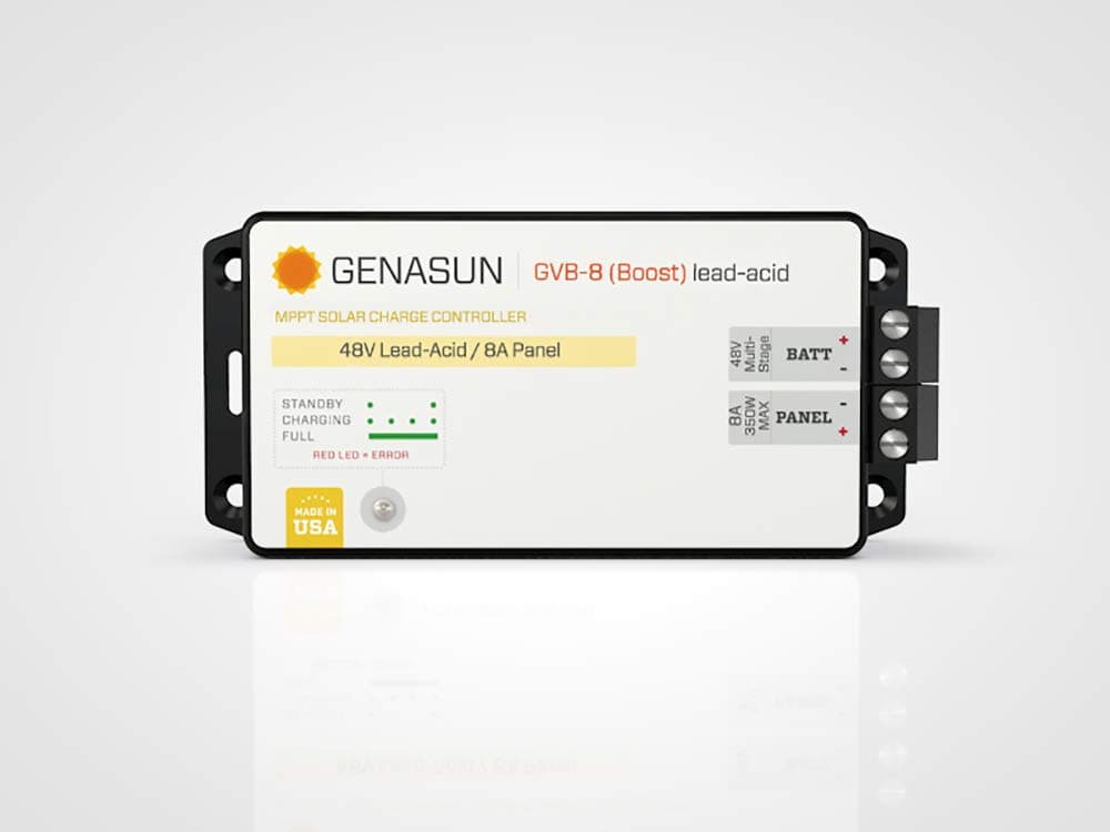 Genasun GVB-8-Pb-48V, 8 A (Input) 350 W Solar Panel, Voltage Boosting MPPT Solar Charge Controller for 48 V Lead-Acid Battery