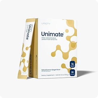 UNICITY UNIMATE LEMON GINGER STICK PACKS - Great Tasting - Ultra Concentrated Yerba Mate Drink Mix (30 Packets). Dietary Supplement. Healthy Alternative to Coffee and Energy Drinks (30-Day Supply)