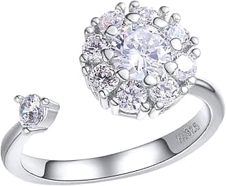 925 Silver Solitaire Rings for Women | Adjustable Contemporary Style | 92.5 Sterling Silver & Diamond Like Brilliance Sparkling Zirconia | Lovely Gift