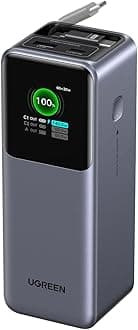 Nexode Power Bank Fast Charging 20000mAh 165W Built-in Retractable USB C Cable 3-Way Output Laptop Portable Charger 100W Input Battery Pack Compatible with Dell, HP, iPad, iPhone Air/17/16