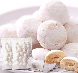 Natural Life Snowball Cookies, Baked Confectionery, Individual Packaging, Snacks, Sweets, Made in Japan (Plain, 60 Pieces)