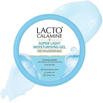 Lacto Calamine Light Moisturising Gel Non-sticky Hydrating Face & Body Gel with Niacinamide, Hyaluronic and vitamin E for non-oily feel & glowing skin 150g