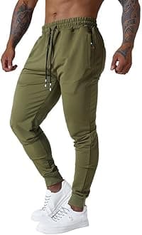 Mens Active Athletic Workout Jogger Sweatpants for Men with Zipper Pocket and Drawstring Size S-2XL