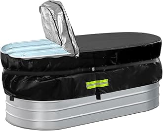 6Ft Stock Tank Horse Trough Cover, Water Trough Cold Plunge Insulated Cover for Horse Trough Rectangular Cold Plunge Ice Bath Tub Covers 2 x 2 x 6 Foot Stock Water Tank Oval Pool Liner Hot Tub