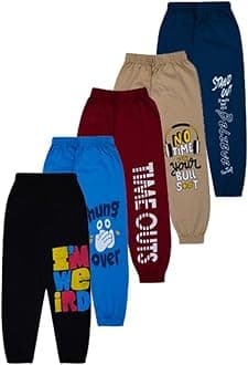 T2FBoy's Cotton Regular Fit Printed Track Pants (Pack fo 5)
