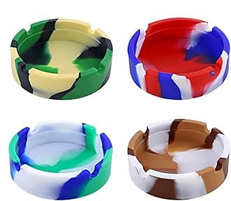 PmLwakiR 4 Pcs Colorful Silicone Ashtray, Won't Break-Silicone Rubber Nonstick Ashtray Stylish Heat Resistant Ashtray for Home Office Restaurant (multicoloured), caise4-2