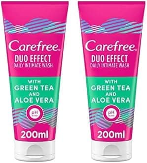 Carefree Daily Intimate Wash Duo Effect with Green Tea and Aloe Vera 200ml (Pack of 2)