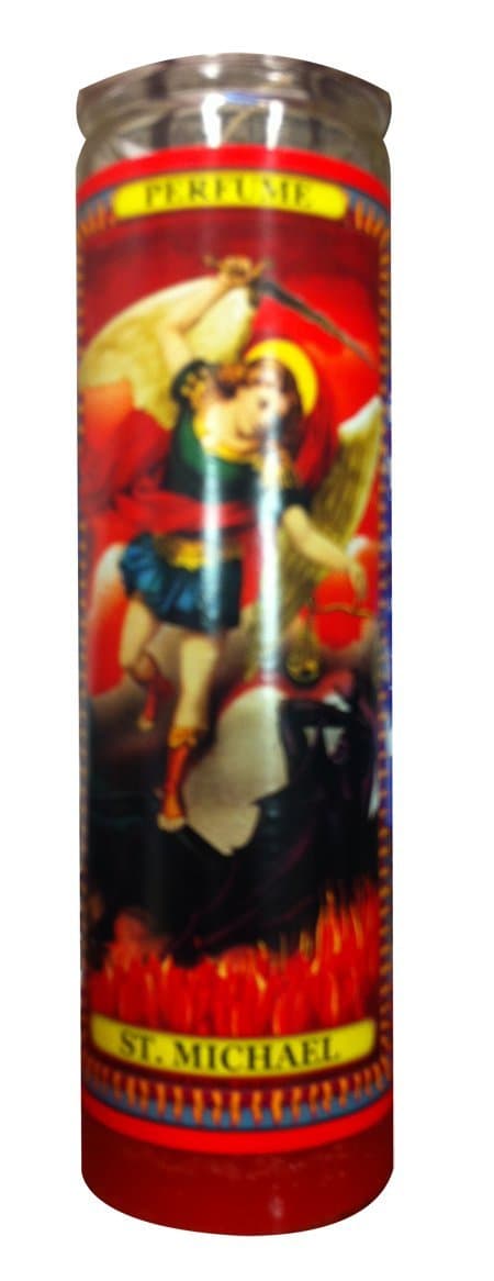 REED 2 Count Modern Arch Shape White Religious Prayer Candle / San Miguel Novena Vigil Candle - Set of 2